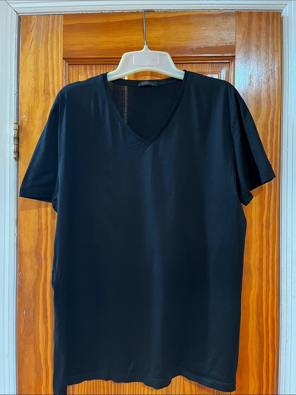 La Perla 100%  Cotton Black V-Neck Tee Shirt Minimalist Luxurious Street Wear